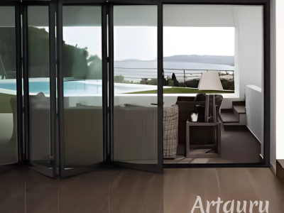 Stainless steel handle on a sleek black frame